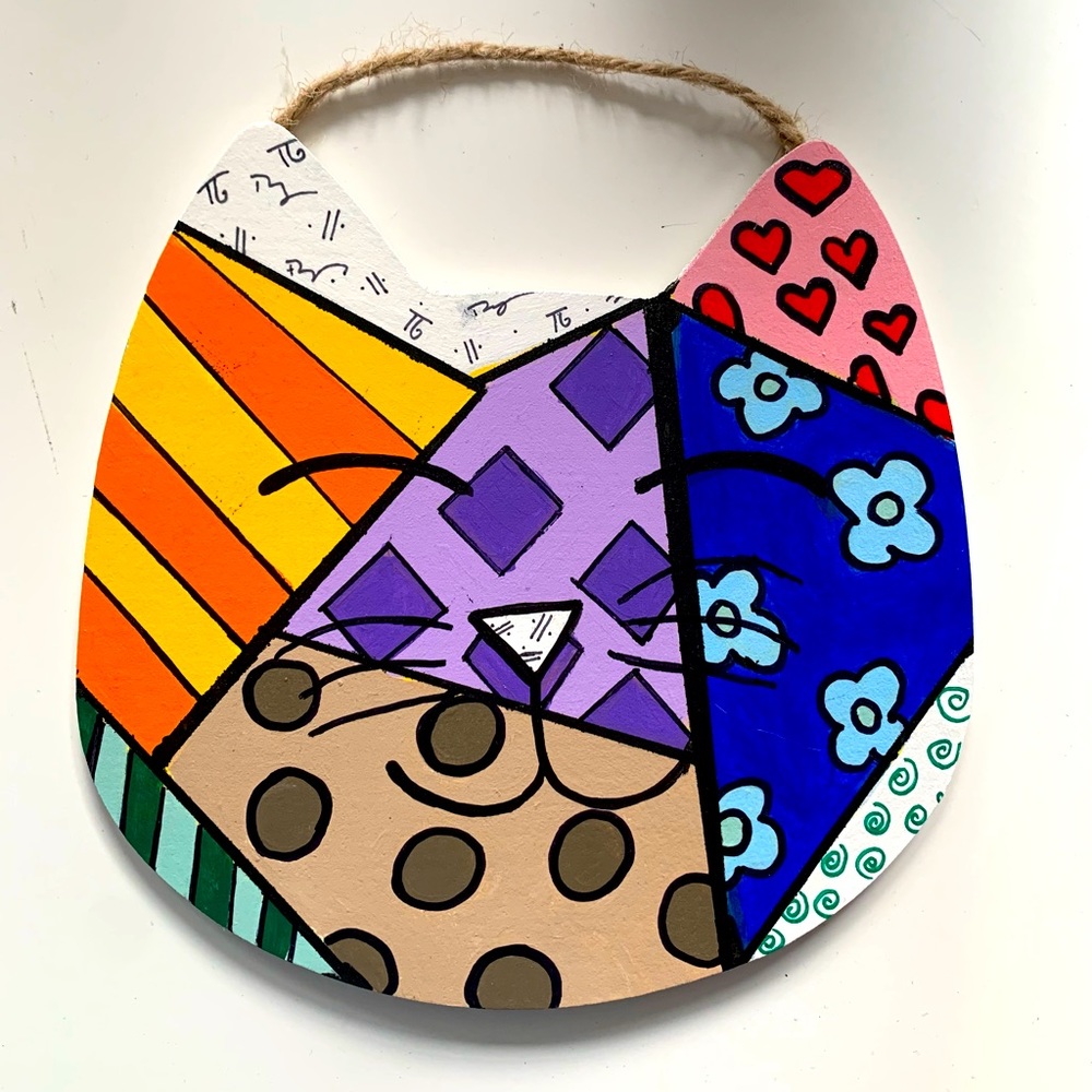 Hand Painted Cat Wall Decor